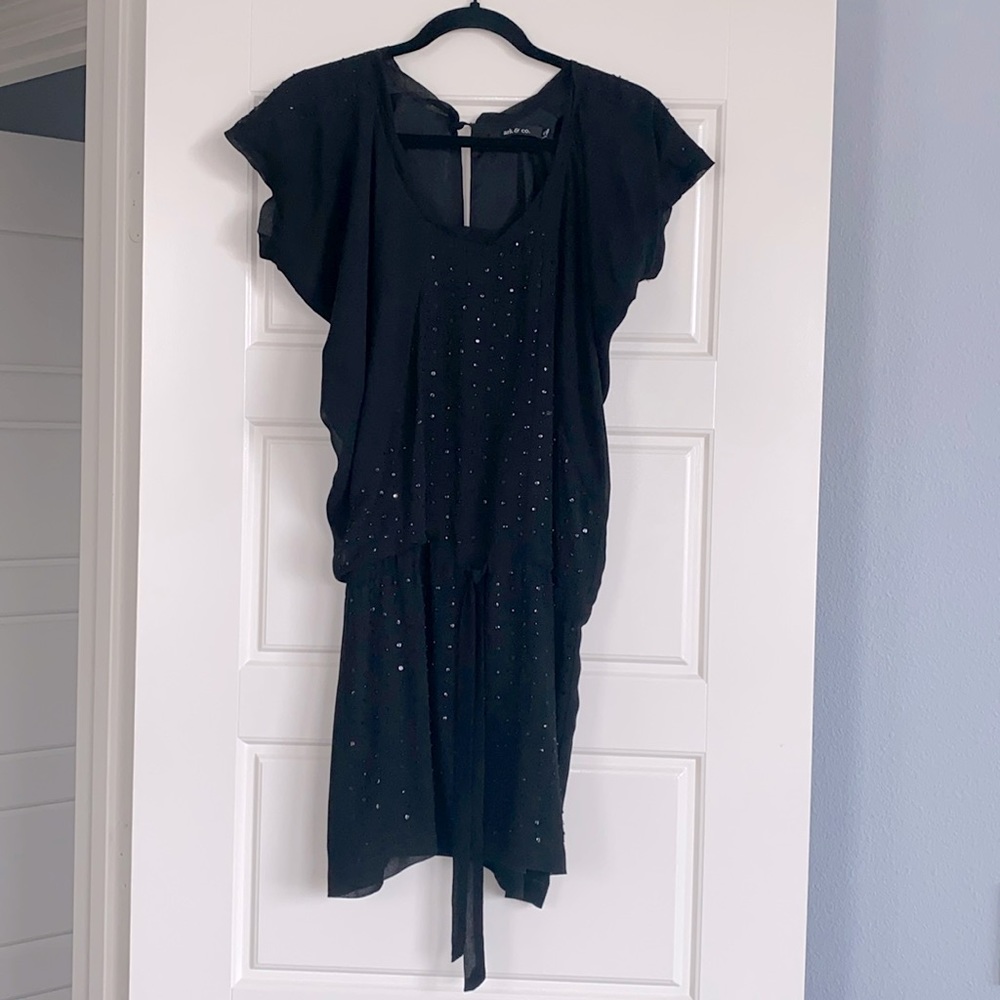 Beaded black t-shirt dress